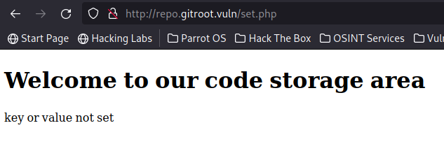 ※図を入れる（gitroot8.png）http://repo.gitroot.vuln/set.phpにアクセスした